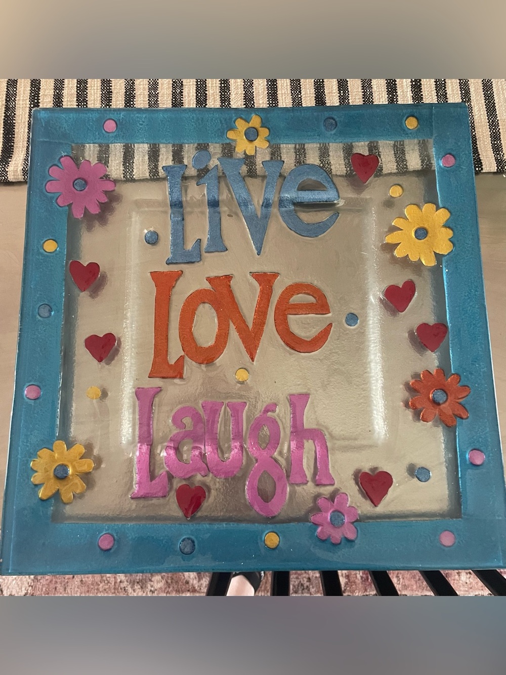 Live Love Laugh Decorative Glass Platter - Multicolor